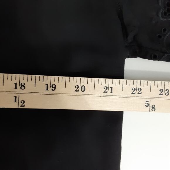 Vintage 80s Black Button Down Shirt Lace Collared Womens S Whimsy Goth Vampire - Picture 12 of 14